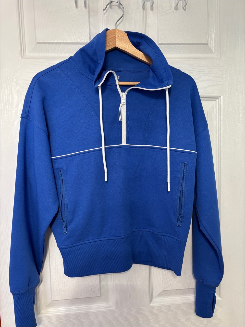 Old Navy Royal Blue Half-Zip Hoodie with White Drawcords